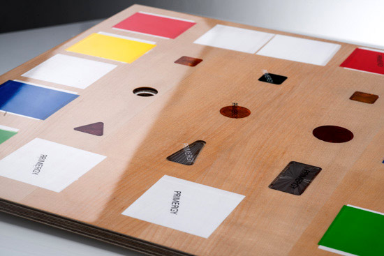 A sample of the clearcoat over the playfield, inserts and colour swatches