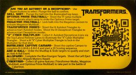 The instruction card for Transformers Pro