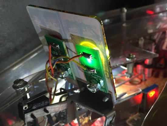 Flat, surface mounted LEDs are used behind some plastics above the ramps