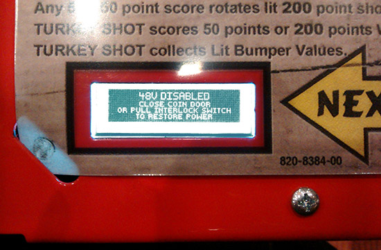 The usual 'high voltage disabled' warning message