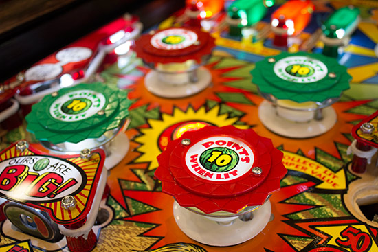 The game's four pop bumpers
