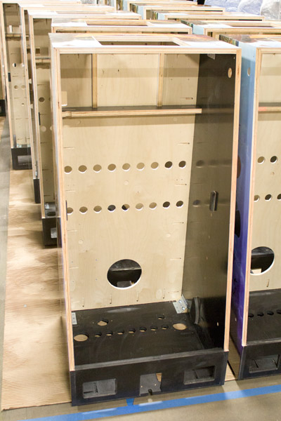 The inside of a cabinet as it arrives at the factory