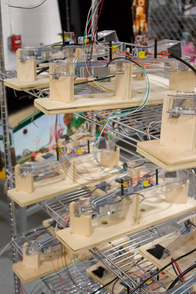 A rack of ball lock assemblies