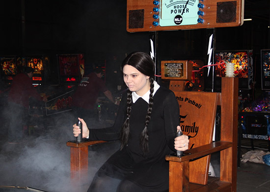 Wednesday Addams gives the chair a try