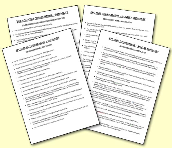 Summary Sheets