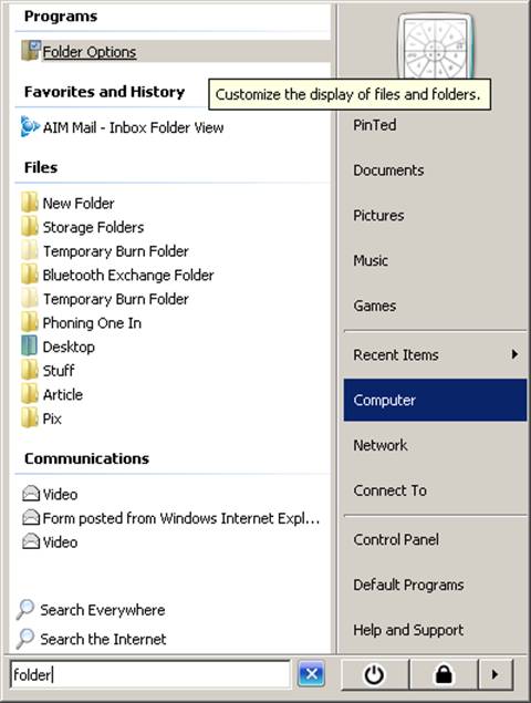 Windows start menu