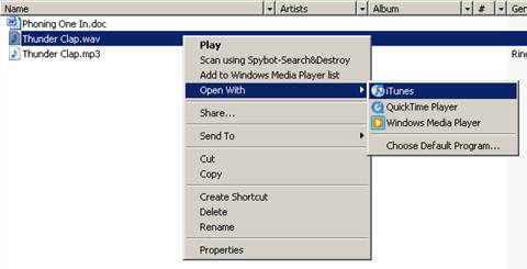 Right-click the sound file