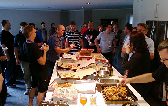 Pizza time at David Peck's