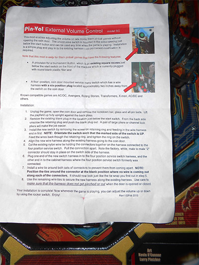 The single sheet of instructions