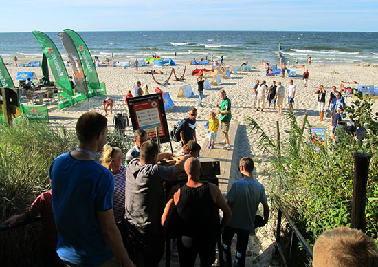 The machine is carried to the beach
