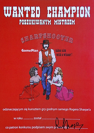 The front of the certificate for the Roger Sharpe Contest