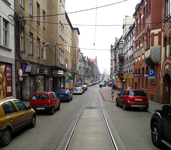 The view down Stanisława Moniuszki in Bytom