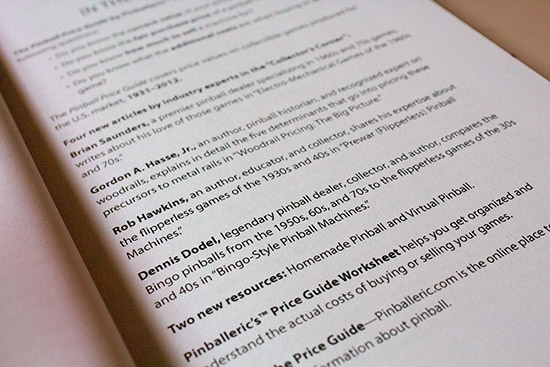 Background articles included in the Pinball Price Guide