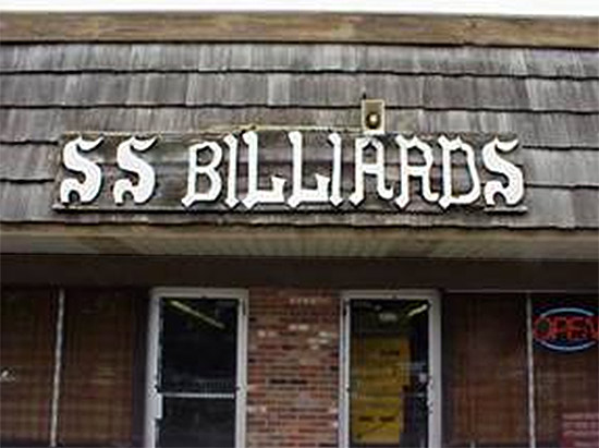The exterior of SS Billiards as it used to be