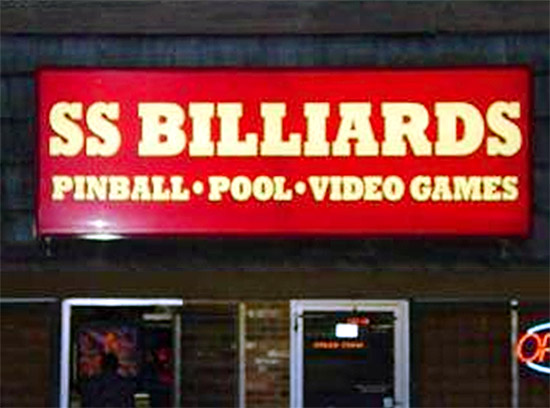 A more recent view of SS Billiards' exterior