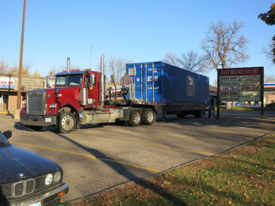 The container arrives