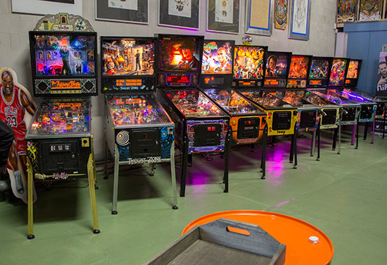 The bank of machines on the left side
