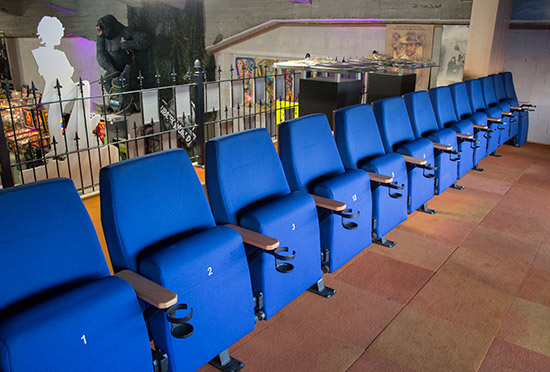 Cinema-style seating upstairs at the Museum
