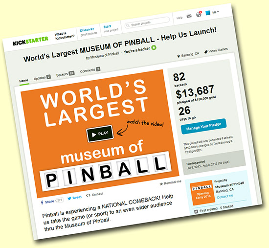 The Museum of Pinball's Kickstarter page