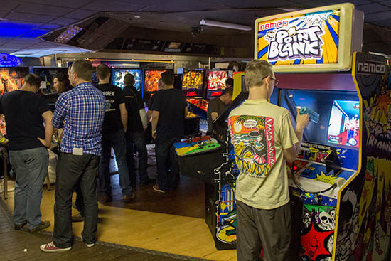 Rows of pinballs and videos alternated