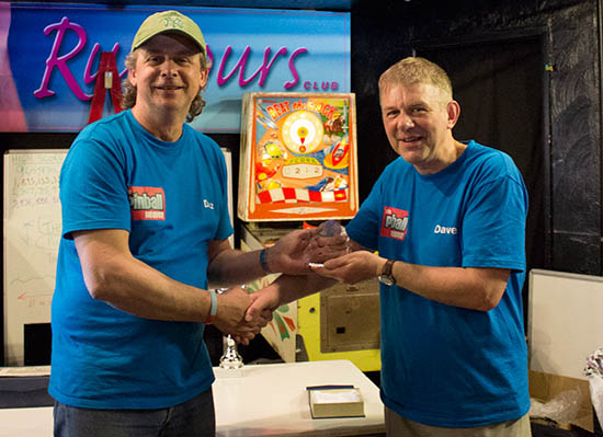 Darren presents the Beat the Clock award to David Dutton