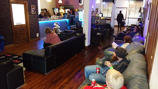 The lobby and cafe area
