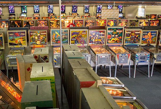 The tournament machines on the far side of the room