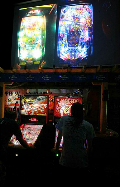 The big screen above the finals machines