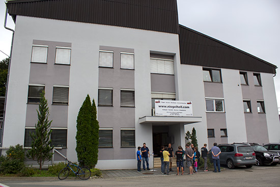 The three-storey building sits on an industrial park  pretty much in the middle of nowhere