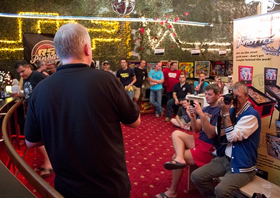 Despite the tournament being over for the day, a sizeable audience remained to hear Andrew's talk