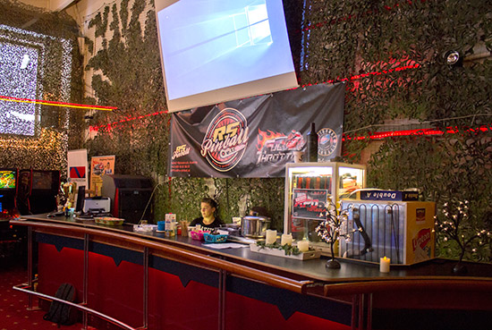 The bar sold cold drinks, chocolate bars and cakes