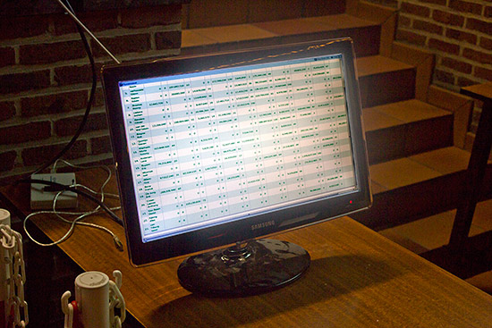 The information was also shown on monitors