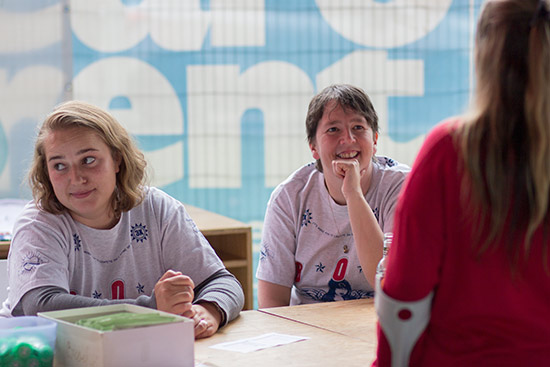 Show staff at the registration desk