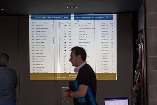 The score projector in the lobby