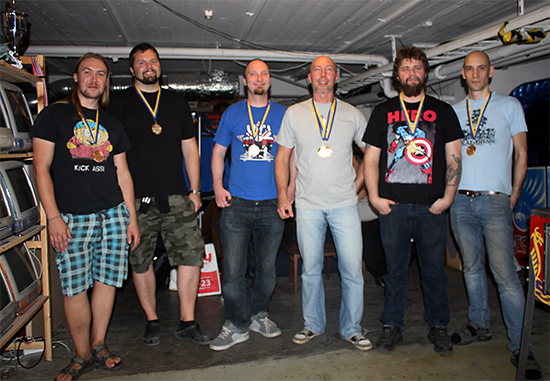 (L-R):Marcus Hugosson (MSH), Per Ahl&eacute;nius (PER), Olli-Mikko Ojamies (OMO), Timo Valkonen (TTV), J&ouml;rgen Thornander (MOS) & Christian Holmsten (INK)
