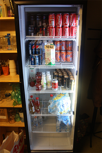 Coke, Pepsi, Fanta, energy drinks and water