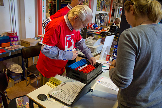Buying tokens at the front desk