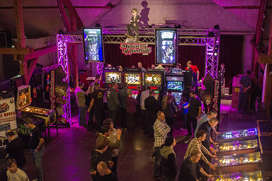 The front of the Ministry of Pinball stand