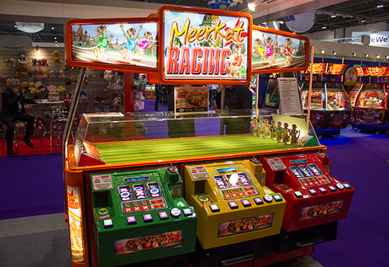 The perfect combination - a racing game, multiple slot machines, and meerkats