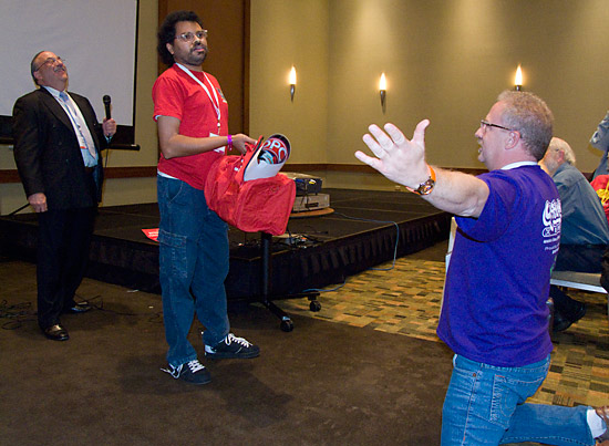 Greg pleads his case that he is close enough to win the prize
