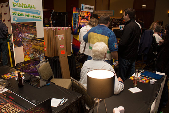 Pinball Side Mirrors had a demonstration Wheel of Fortune machine showing how their side mirrors look in a game
