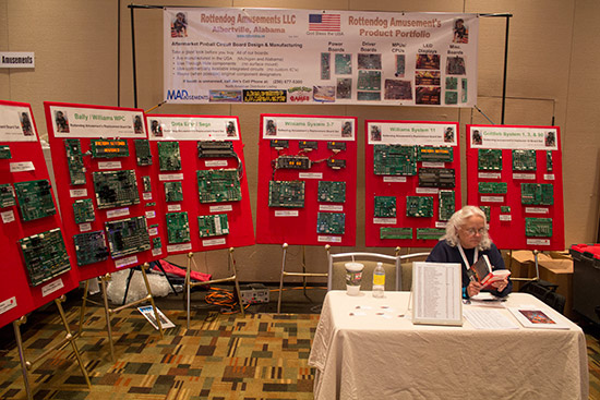 The next booth along the back wall was the familair display of boards and displays from Rottendog Amusements