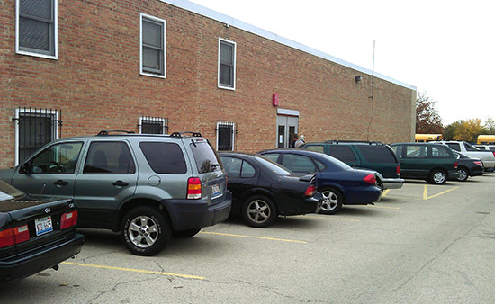 The exit from the Stern factory tour back into the parking lot