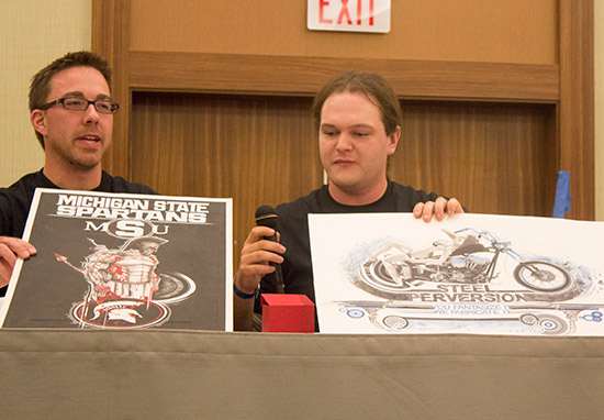 James and Kevin with some of James' earlier work