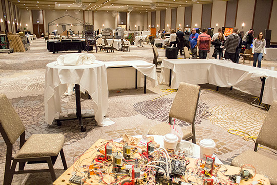 The exhibit hall on Sunday morning