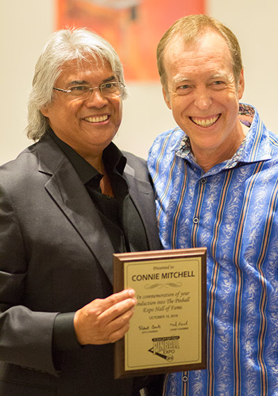 Connie Mitchell is inducted into the Pinball Expo Hall of Fame