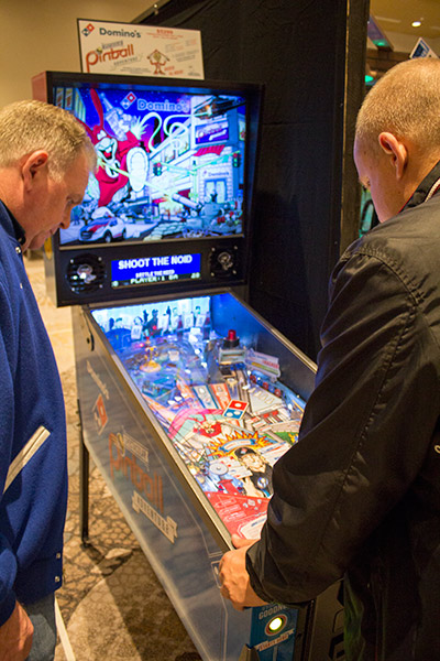 On the other side of Back Alley's stand was a Domino's Pizza pinball