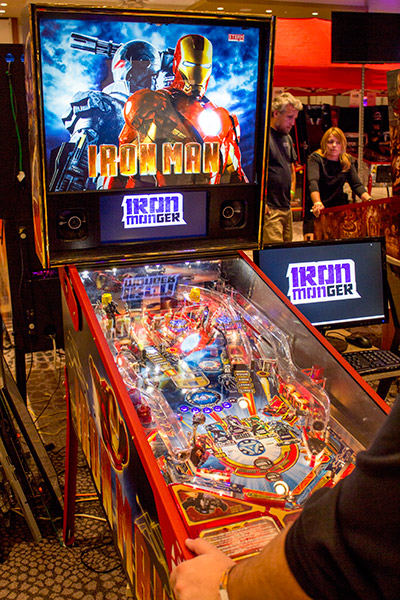 This early beta version of a P-ROC Iron Man features a colour LCD display
