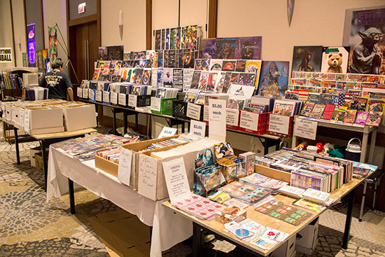 Back on the right wall, Comic Wreck had a large choice of books, artwork and other collectables