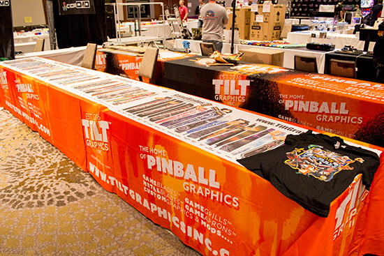 Tilt Graphics were showing the many pinball blades and artwork pieces they sell